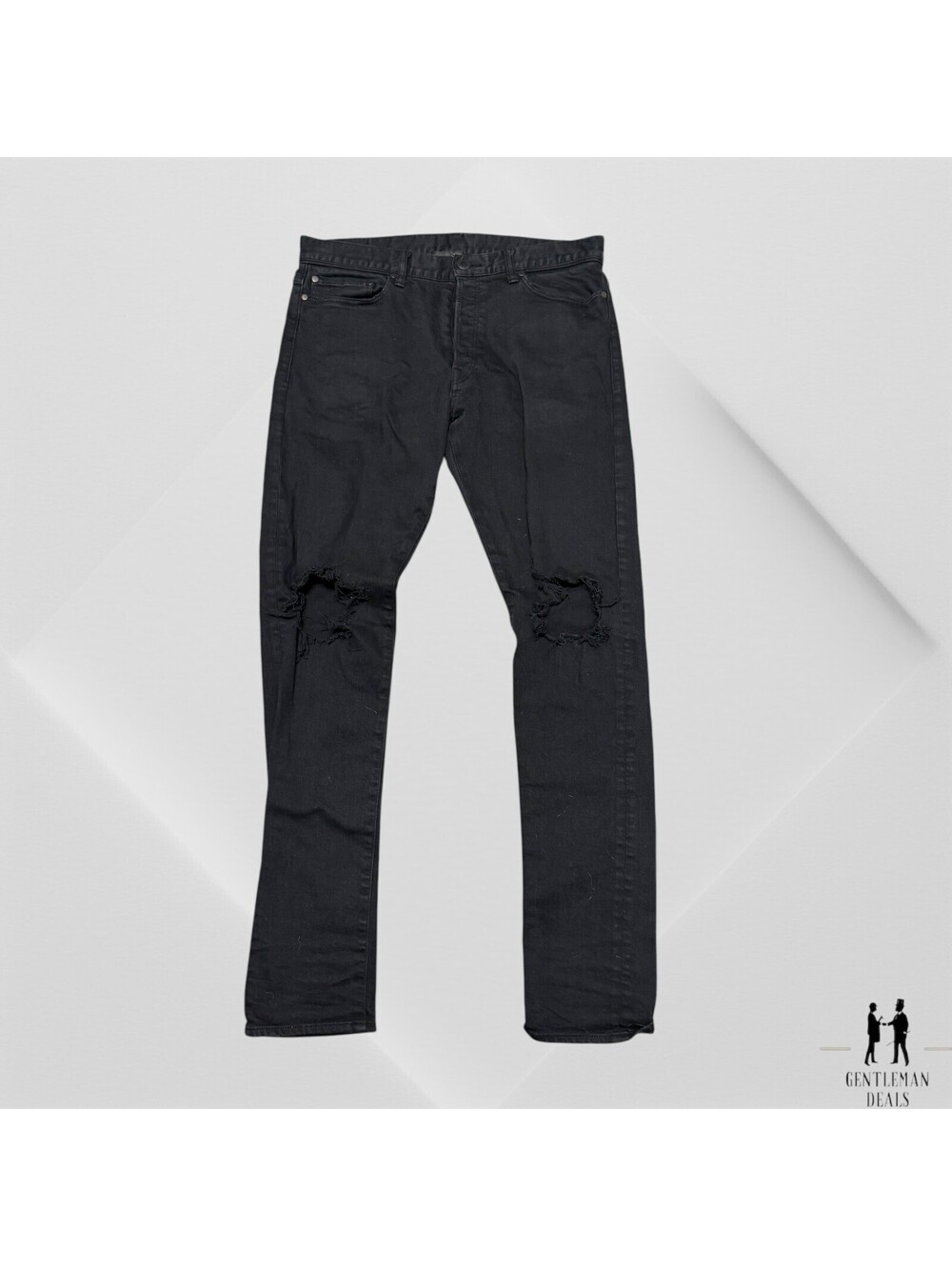 John Elliott Distressed Washed Black Jeans slim straight 33 x 32